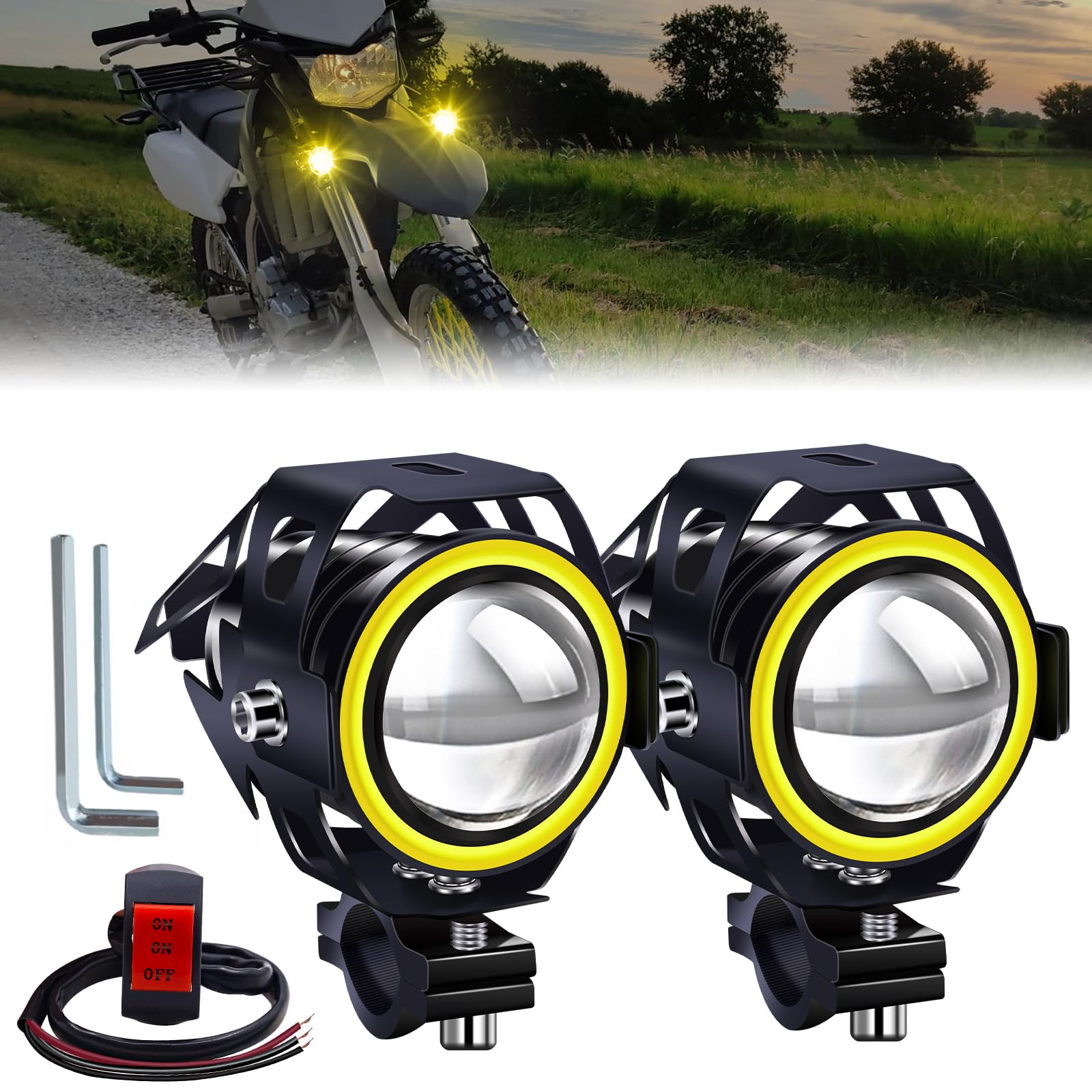 ☆ Ygmylandbb バイク用 LEDフォグランプ イ り＋スイッチ 329 Amazon | Ygmylandbb バイク用 LEDフォグランプ イカリング バイク